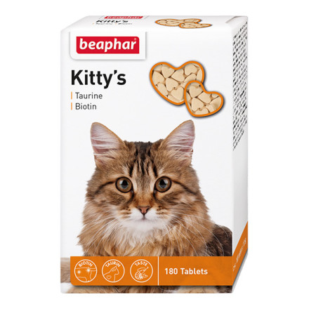Beaphar Kittys витаминизированное лакомство-сердечки для кошек с таурином и биотином - 180 таблеток