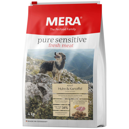 Mera Pure Sensitive Adult Huhn &amp; Kartoffel High Protein сухой корм для взрослых собак с курицей и картофелем - 4 кг