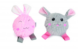 Camon игрушка для собак кролик и мышь плюшевые с мячом из ТПР и пищалкой, 6,5 см
