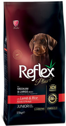 Reflex Plus Medium Large Breed Junior Dog Food Lamb and Rice сухой корм для щенков средних и крупных пород, с ягненком и рисом - 15 кг