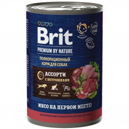 Brit Premium by Nature консервы для собак всех пород мясное ассорти с потрошками - 410 г х 9 шт
