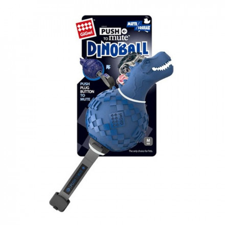 GiGwi игрушка для собак Динобол Т-рекс с отключаемой пищалкой, синяя