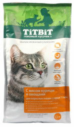 TiTBiT сухой корм для взрослых кошек с мясом курицы и овощами - 1,5 кг