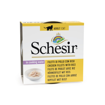 Schesir Cat Adult влажный корм для взрослых кошек с цыпленком и рисом в консервах - 85 г х 14 шт