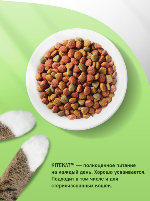 Kitekat сухой корм для взрослых кошек с аппетитной курочкой - 800 г