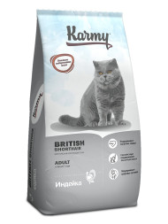 Karmy British shorthair сухой корм для взрослых кошек породы британская короткошерстная с индейкой - 10 кг