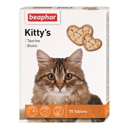 Beaphar Kittys витаминизированное лакомство-сердечки для кошек с таурином и биотином - 75 таблеток