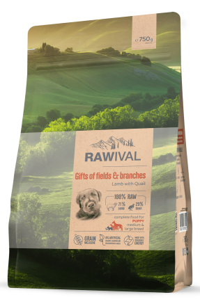 Rawival Gifts of Fields&amp;Branches ягнёнок с перепелом сухой корм для щенков средних и крупных пород - 750 г
