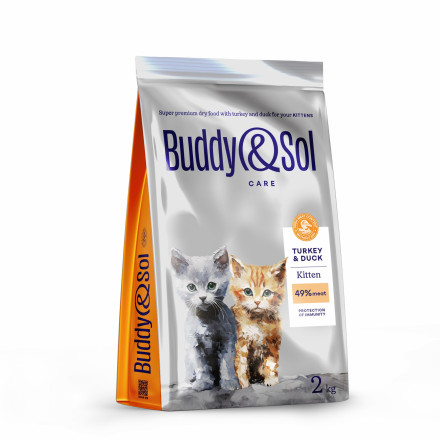 Buddy&amp;Sol Care Kitten сухой корм для котят с индейкой и уткой - 2 кг