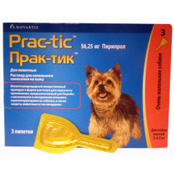 Капли Prac-Tic инсекто-акарицидные для собак весом 2-4.5 кг - 3 пипетки