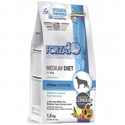 Forza10 Medium Diet сухой корм для взрослых собак средних пород при аллергии из рыбы с микрокапсулами - 1,5 кг