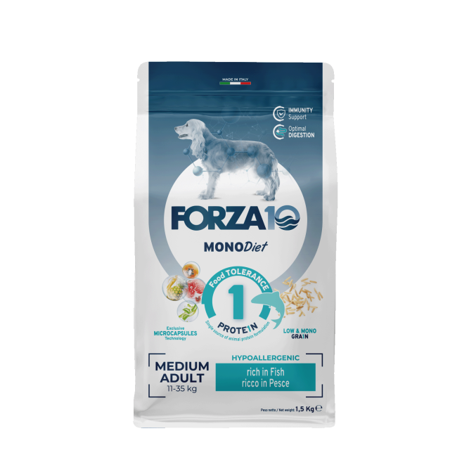 Forza10 MonoDiet Adult Medium Pesce сухой корм для взрослых собак средних пород с рыбой - 1,5 кг