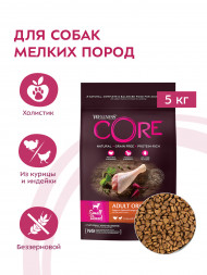 Wellness Core сухой корм для взрослых собак мелких пород с индейкой и курицей 5 кг