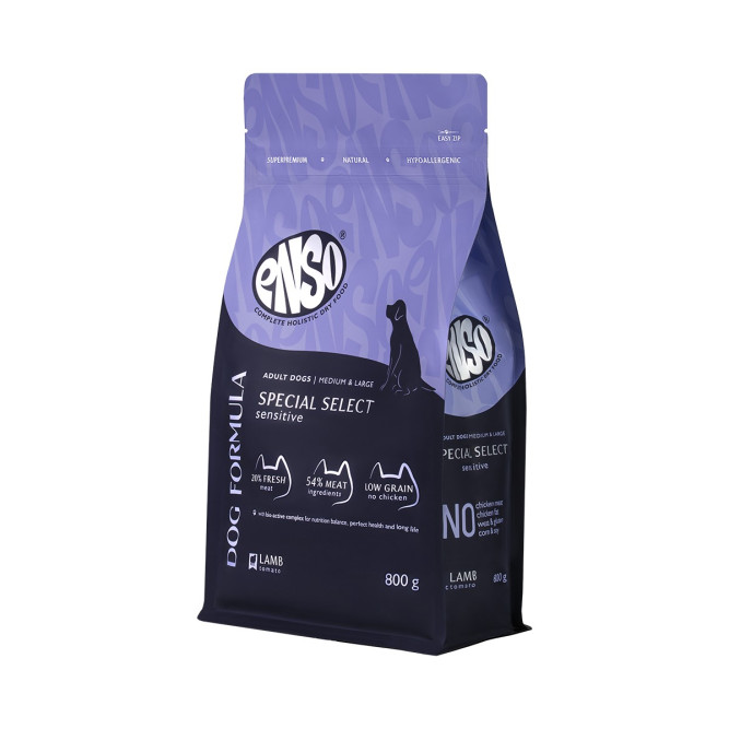 ENSO Dog Formula Special Select сухой корм для взрослых собак средних и крупных пород со свежим ягненком и добавлением томата - 800 г