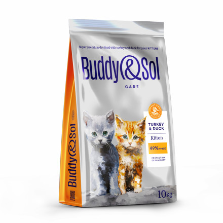 Buddy&amp;Sol Care Kitten сухой корм для котят с индейкой и уткой - 10 кг