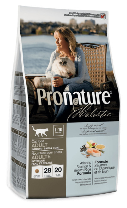Pronature Holistic сухой корм для взрослых кошек для кожи и шерсти с лососем и коричневым рисом - 2,72 кг