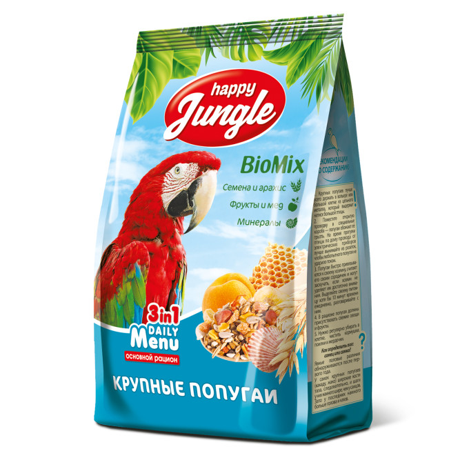 Happy Jungle корм для крупных попугаев - 500 г