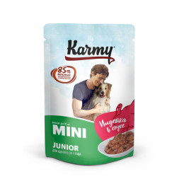 Karmy Mini Junior влажный корм для щенков мелких пород, индейка в соусе, в паучах  - 80 г х 12 шт