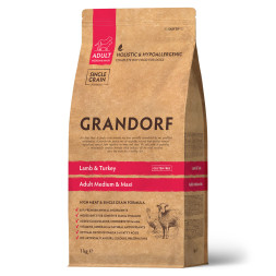 Grandorf сухой корм для взрослых собак средних и крупных пород с ягненком и индейкой - 1 кг