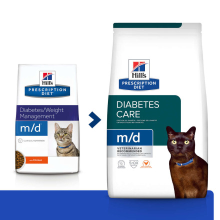 Hills Prescription Diet m/d Diabetes/Weight Management сухой диетический корм для кошек для поддержания здоровья при сахарном диабете с курицей - 1,5 кг