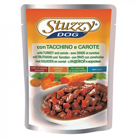 Консервы Stuzzy Dog для собак в паучах с индейкой и морковью в соусе - 100 г 24 шт