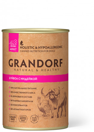 Grandorf buffalo With Turkey влажный корм для собак всех пород, буйвол с индейкой - 400 г