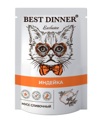 Best Dinner Exclusive паучи для кошек при восстановлении мусс сливочный с индейкой - 85 г х 24 шт