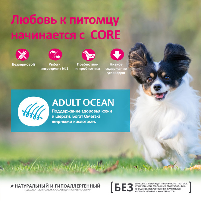 Wellness Core сухой корм для взрослых собак мелких пород с лососем и тунцом 5 кг