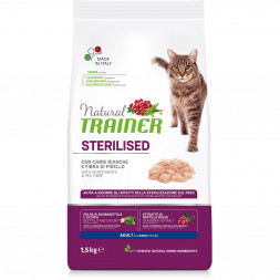 Trainer Natural Cat Sterilised Adult сухой корм для стерилизованных кошек с белым мясом и клетчаткой гороха - 1,5 кг