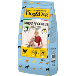 Dog&amp;Dog Expert Premium Great-Progress сухой корм для щенков с курицей - 14 кг