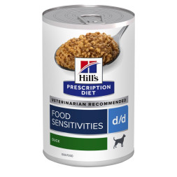 Hills Prescription Diet d/d Food Sensitivities диетический влажный корм для собак при лечении прищевых аллергий, с уткой, в консервах - 370  г х 6 шт