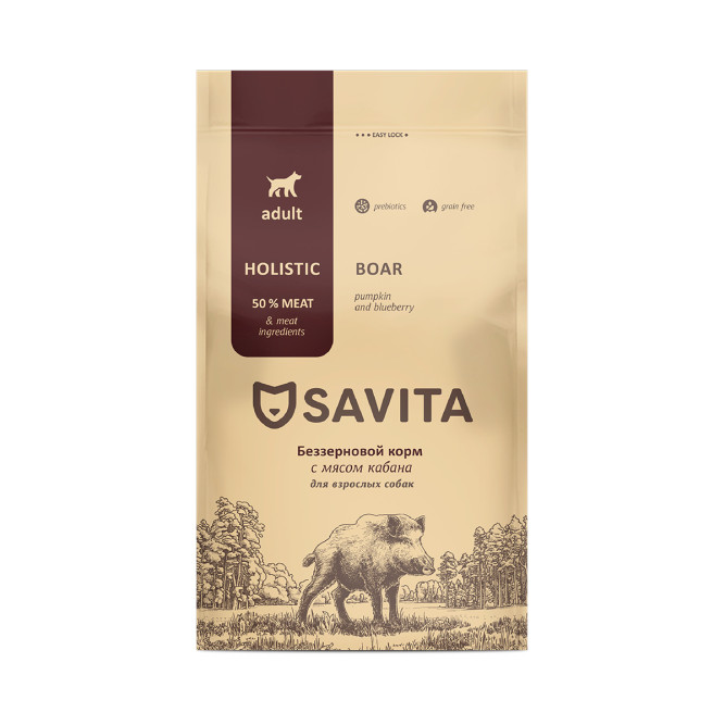 Savita Grain Free Adult Wild Boar сухой беззерновой корм для взрослых собак всех пород с мясом кабана - 18 кг
