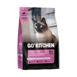 Go' Kitchen Sterilised Rabbit сухой корм для взрослых стерилизованных кошек с кроликом, бурым рисом, овощами и ягодами - 3,63 кг