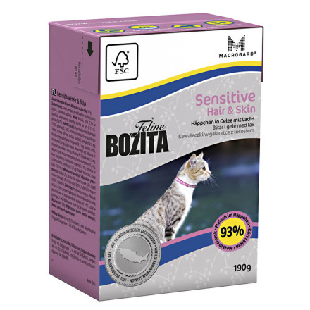 Bozita Funktion Sensitive Hair &amp; Skin кусочки лосося в желе для кошек с чувствительной кожей и шерстью - 190 г