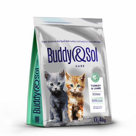 Buddy&amp;Sol Care Kitten сухой корм для котят с индейкой и ягненком - 400 г