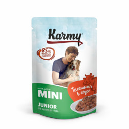 Karmy Mini Junior влажный корм для щенков мелких пород, телятина в соусе, в паучах  - 80 г х 12 шт