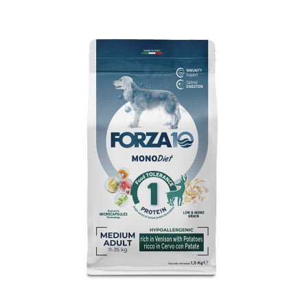 Forza10 MonoDiet Adult Medium сухой корм для взрослых собак средних пород с олениной и картофелем - 1,5 кг