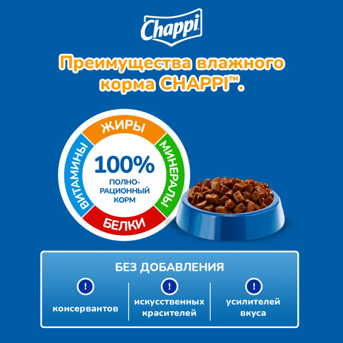 Chappi влажный корм для взрослых собак с говядиной по-домашнему, в паучах - 85 г х 28 шт