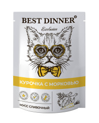 Best Dinner Exclusive паучи для кошек при восстановлении мусс сливочный с курочкой и морковью - 85 г х 24 шт