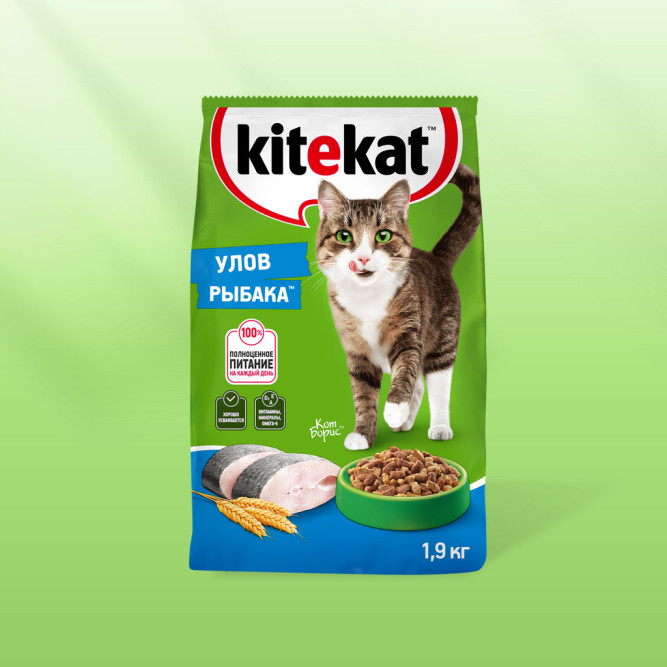 Kitekat Улов Рыбака сухой корм для взрослых кошек с рыбой - 1,9 кг