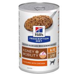Hills Prescription Diet k/d + Mobility диетический влажный корм для собак для поддержания здоровья суставов при заболеваниях почек, с курицей, в консервах - 370  г х 6 шт