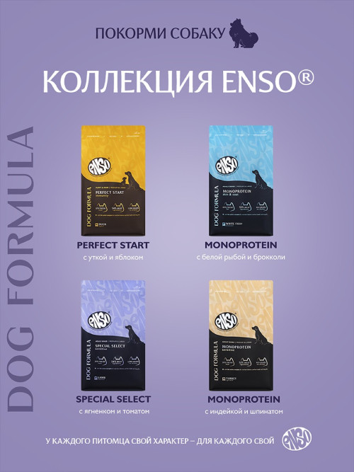 ENSO Dog Formula Special Select сухой корм для взрослых собак средних и крупных пород со свежим ягненком и добавлением томата - 10 кг