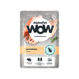 AlphaPet WOW Superpremium влажный корм для взрослых стерилизованных кошек, паштет с цыпленком, в паучах - 85 г х 28 шт