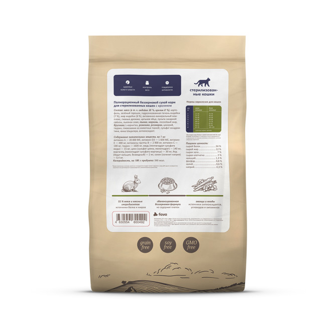 Savita Grain Free Sterilised Rabbit сухой беззерновой корм для взрослых стерилизованных кошек с кроликом - 10 кг