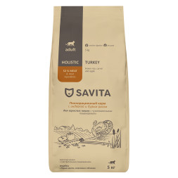 Savita Adult сухой корм для взрослых кошек с чувствительным пищеварением, с индейкой и бурым рисом - 5 кг