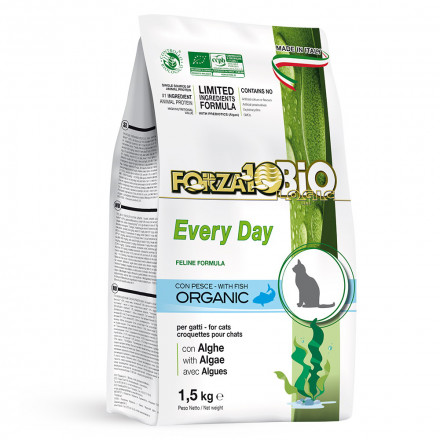 Forza10 Every Day Bio pesce alghe сухой корм для взрослых кошек с рыбой, маисом и водорослями - 1,5 кг