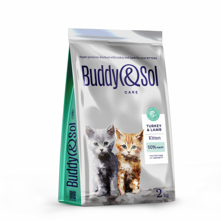 Buddy&amp;Sol Care Kitten сухой корм для котят с индейкой и ягненком - 2 кг