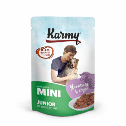 Karmy Mini Junior влажный корм для щенков мелких пород, ягненок в соусе, в паучах  - 80 г х 12 шт