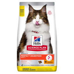 Hills Science Plan Perfect Digestion сухой корм для кошек для поддержания здоровья пищеварения и питания микробиома, с курицей и коричневым рисом - 7 кг