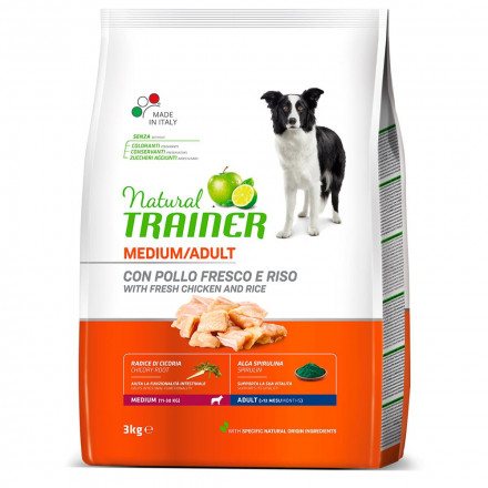 Сухой корм Trainer Natural Medium Adult для взрослых собак средних пород с курицей -3 кг
